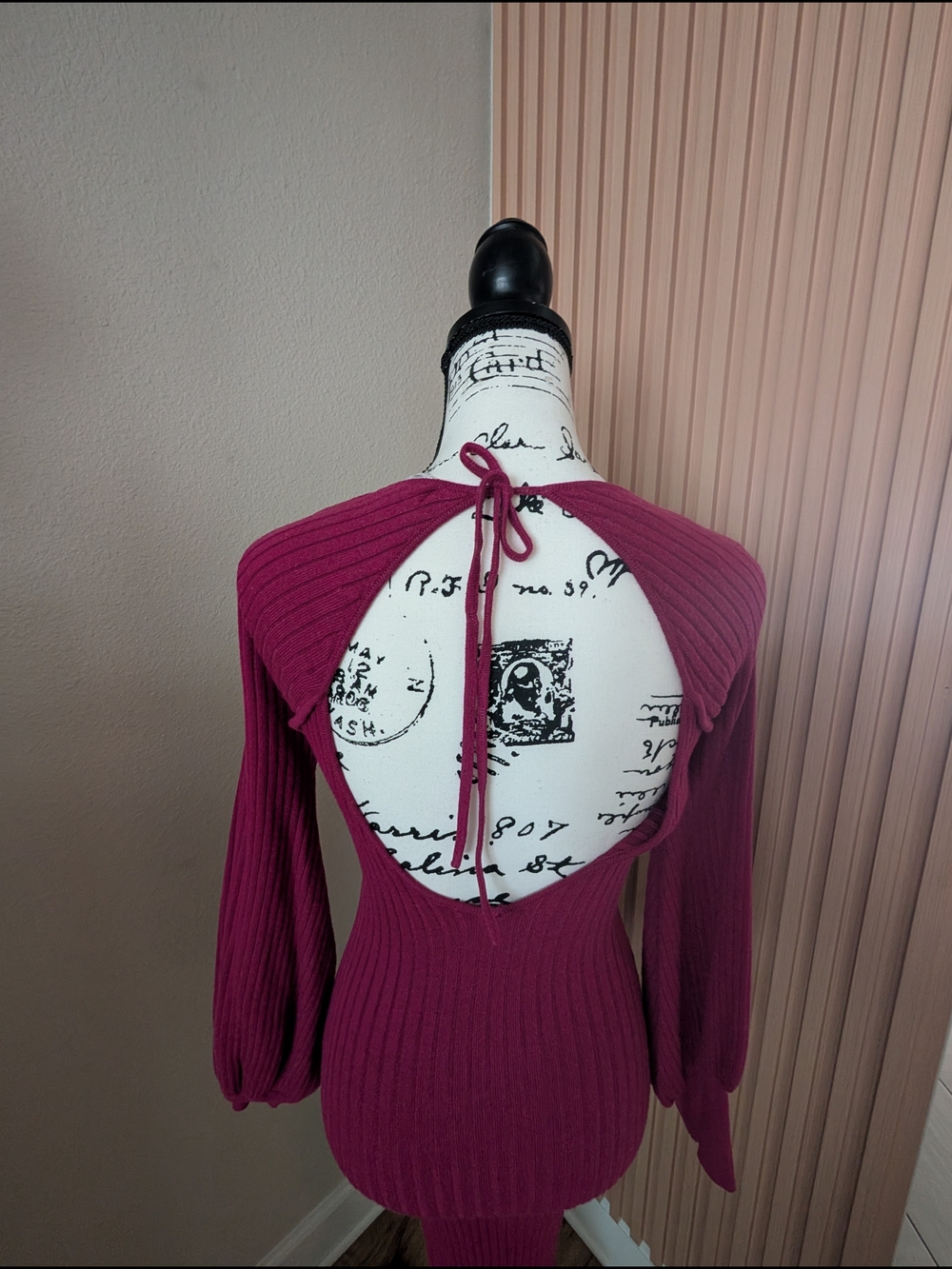 Lulus Pure Sweetness Magenta Long Sleeve Backless Midi Dress Size S - Picture 6 of 7